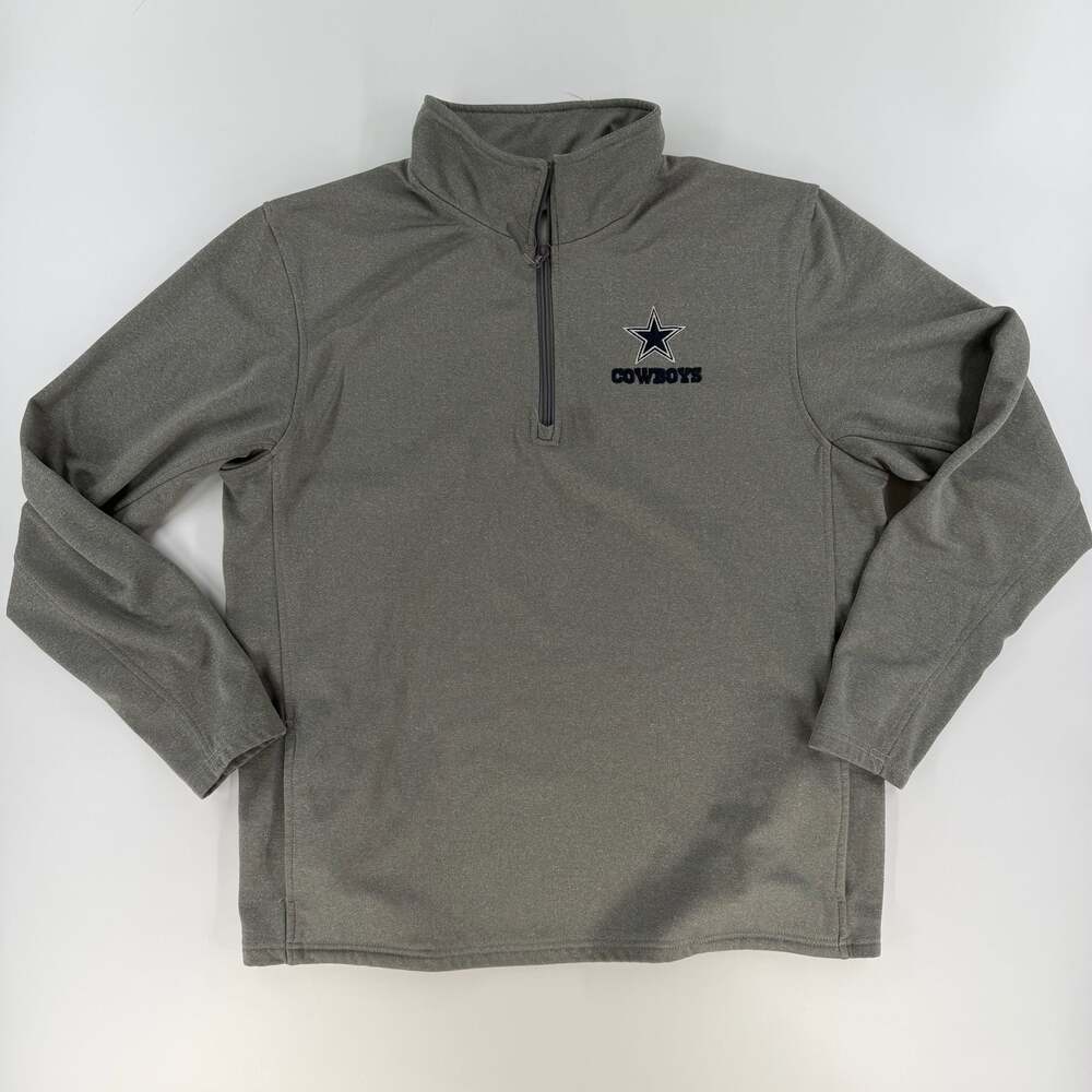 0776 Large Dallas Cowboys Men's Grey 1/4 Zip Pullover Jacket